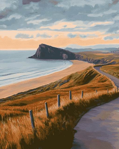 Rhossili Bay Landscape Diamond Painting