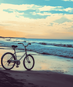 Riding a Bicycle by the Seaside Diamond Painting