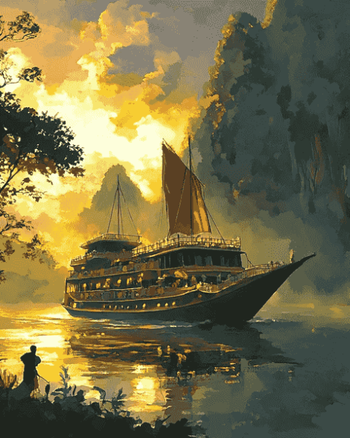 River Cruiser Seascape Diamond Painting