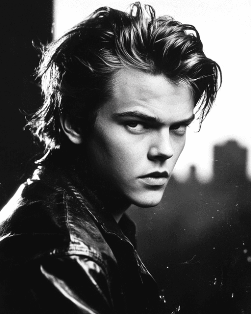 River Phoenix Black and White Diamond Painting