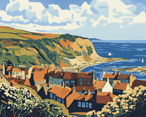 Robin Hood Bay Landscape Diamond Painting