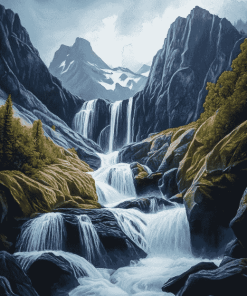 Rocky Mountain Waterfalls Diamond Painting