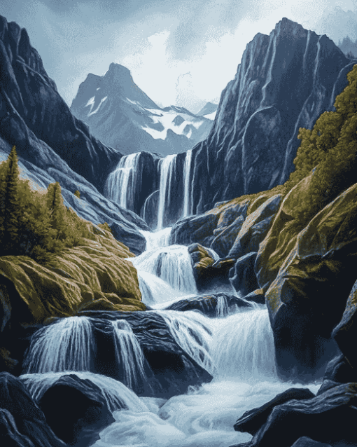 Rocky Mountain Waterfalls Diamond Painting