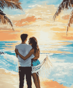 Romantic Beach Lovers Diamond Painting