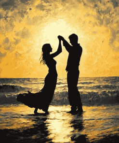 Romantic Beach Silhouette Diamond Painting