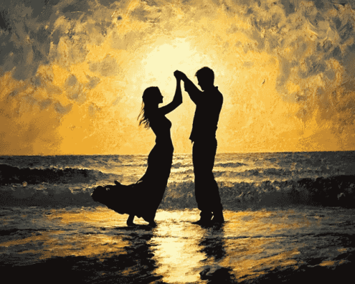 Romantic Beach Silhouette Diamond Painting