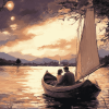 Romantic Boat Journey Diamond Painting