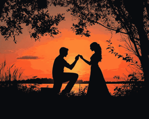 Romantic Proposal Silhouette Diamond Painting