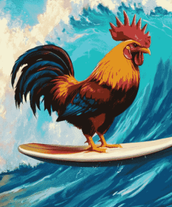 Rooster Surf Adventure Diamond Painting