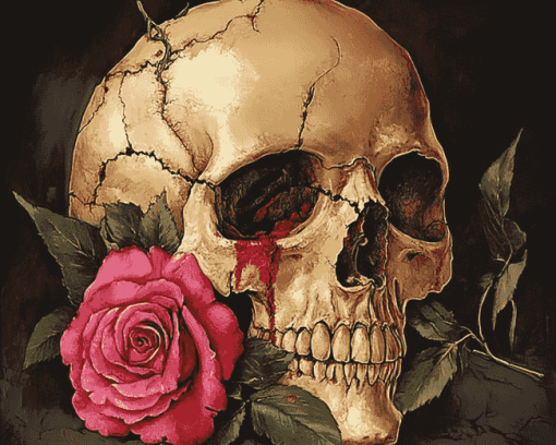 Rose and Skull Motif Diamond Painting