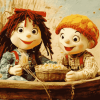 Rosie And Jim Cartoon Diamond Painting