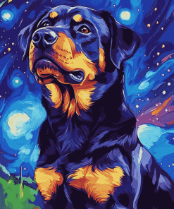 Rottweiler Starry Night Diamond Painting