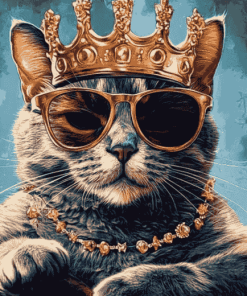 Royal Cat with Glasses Diamond Painting