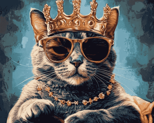 Royal Cat with Glasses Diamond Painting