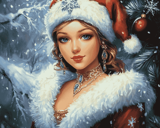 Russian Lady Christmas Diamond Painting