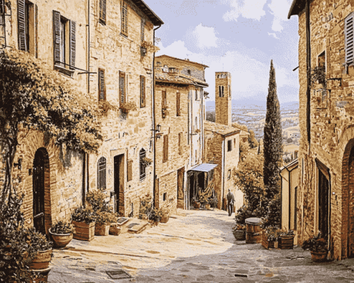 San Gimignano Italy Village Diamond Painting