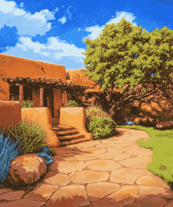 Santa Fe Houses Landscape Diamond Painting