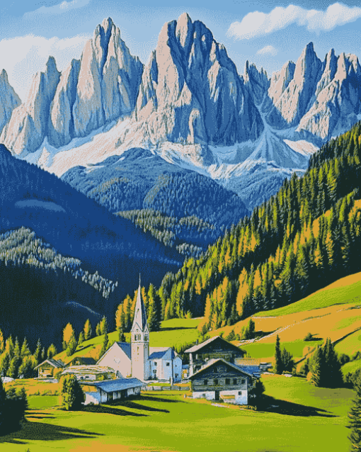 Santa Maddalena Mountain Views Diamond Painting