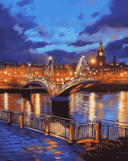 Scenic Londonderry Bridge Night Diamond Painting