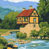 Scenic River House Diamond Painting