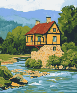 Scenic River House Diamond Painting