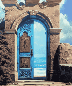 Scenic Sea Door Diamond Painting