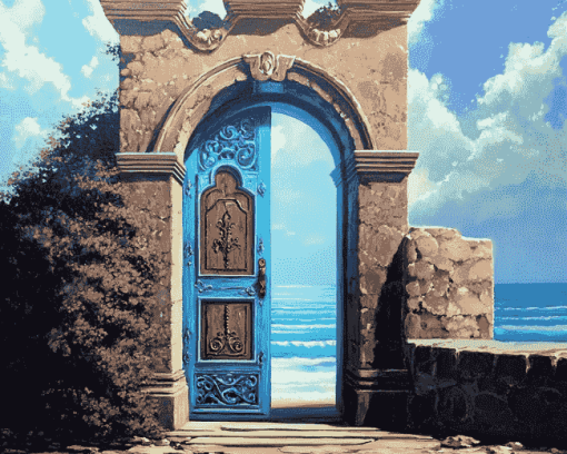 Scenic Sea Door Diamond Painting