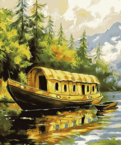 Scenic Valleys House Boat Diamond Painting