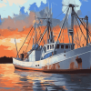 Seascape Shrimp Boat Diamond Painting