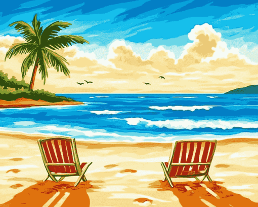 Seaside Chairs Beach View Diamond Painting