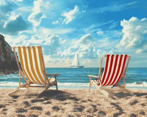 Seaside Haven with Deckchair Diamond Painting