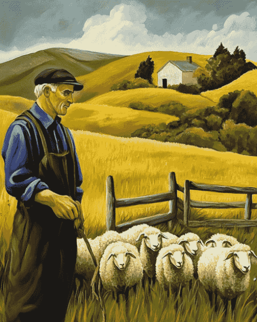 Sheep Farm Landscapes Diamond Painting