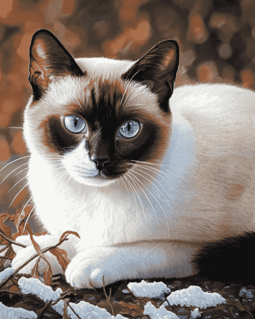 Siamese Snowshoe Kitty Diamond Painting