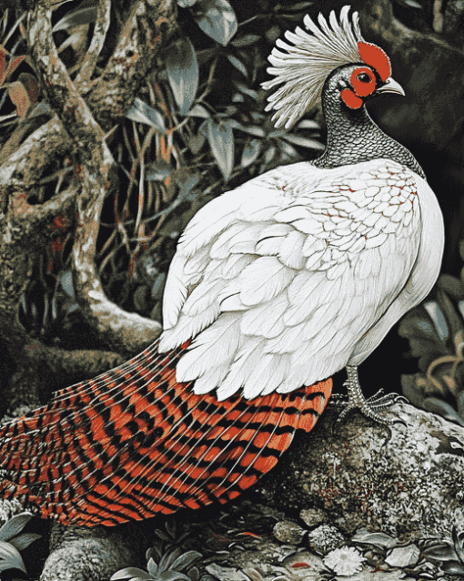 Silver Pheasant Bird Diamond Painting