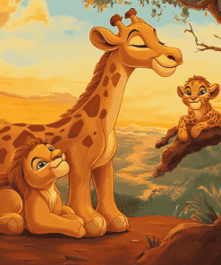 Simba and Giraffe Adventure Diamond Painting