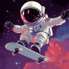 Skater Astronaut Cartoon Diamond Painting