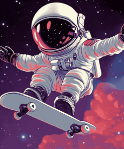 Skater Astronaut Cartoon Diamond Painting