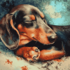 Sleeping Dachshund Puppy Diamond Painting