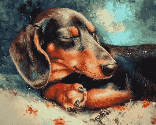 Sleeping Dachshund Puppy Diamond Painting