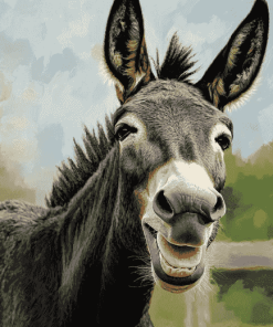 Smiling Black Donkey Diamond Painting