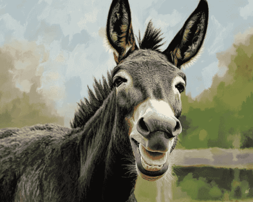 Smiling Black Donkey Diamond Painting