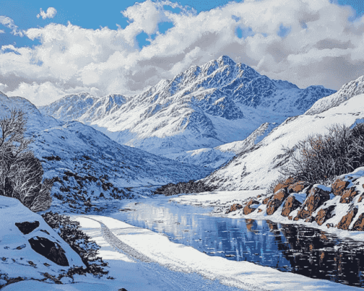 Snowdonia Winter Landscape Diamond Painting