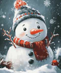 Snowy Cartoon Snowman Diamond Painting