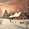 Snowy Farm Landscape Diamond Painting