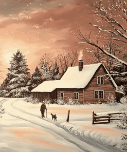 Snowy Farm Landscape Diamond Painting