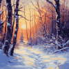 Snowy Forest Sunset Diamond Painting