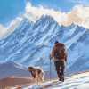 Snowy Mountain Adventure with Dogs Diamond Painting