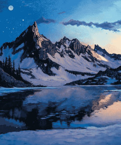 Snowy Mountain Wonderland Diamond Painting