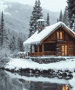 Snowy Winter Cabin Diamond Painting