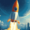 Space Adventure Rocket Ship Diamond Painting